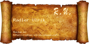 Radler Ulrik névjegykártya